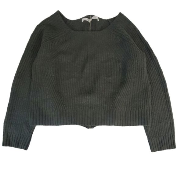 RACHEL Rachel Roy Sweaters - RACHEL Rachel Roy Green Exposed Back Zipper Wool Blend Crop Sweater a204